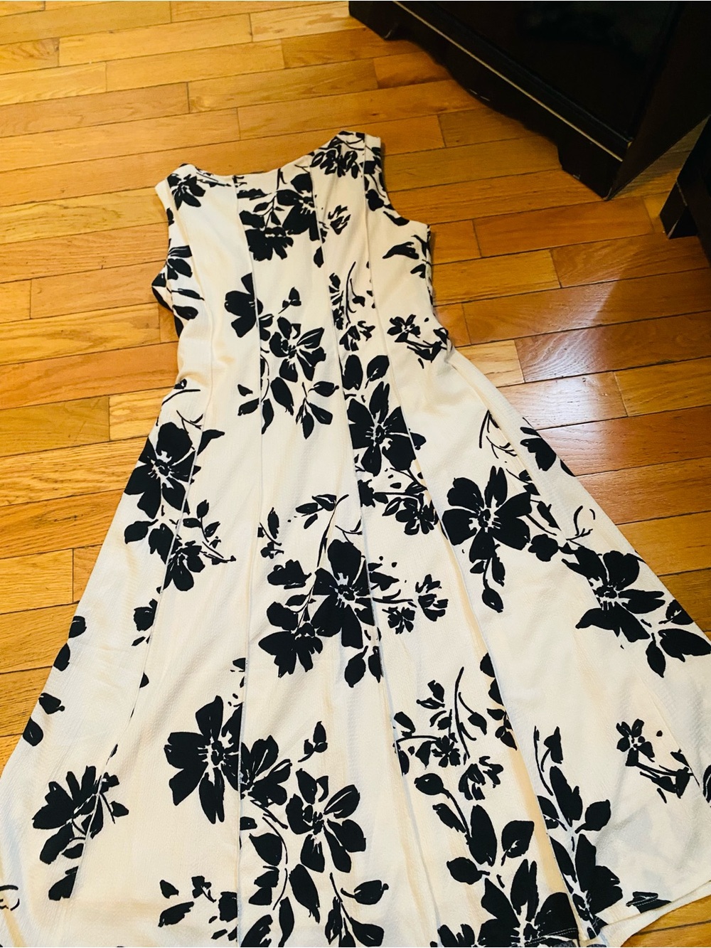 Perceptions White Maxi Dress with Black Floral Print